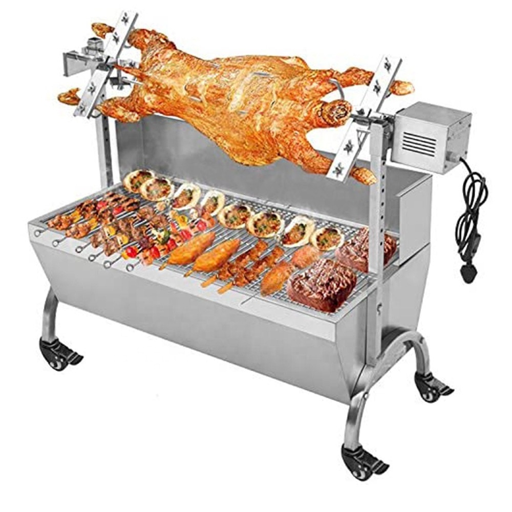 Outdoor Cooking  Whole Pig Lamb Charcoal Rotary Chicken Automatic Electric charcoal BBQ Grill  Machine