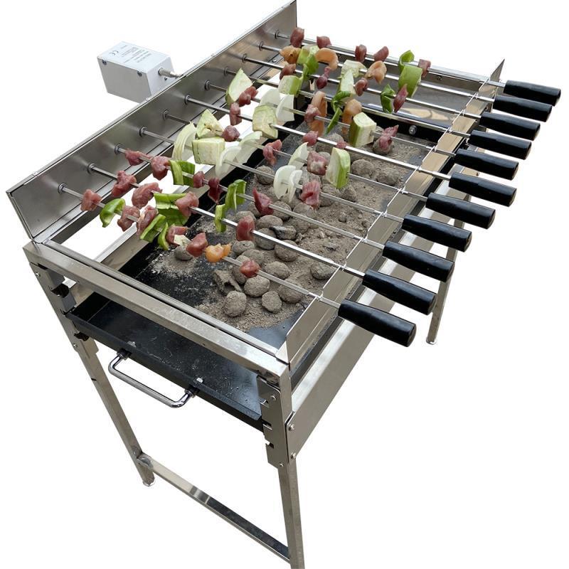 Shish Pork Potato kebobs portable yakitori BBQ party grill picnic charcoal motorised bbq grill eating outdoor