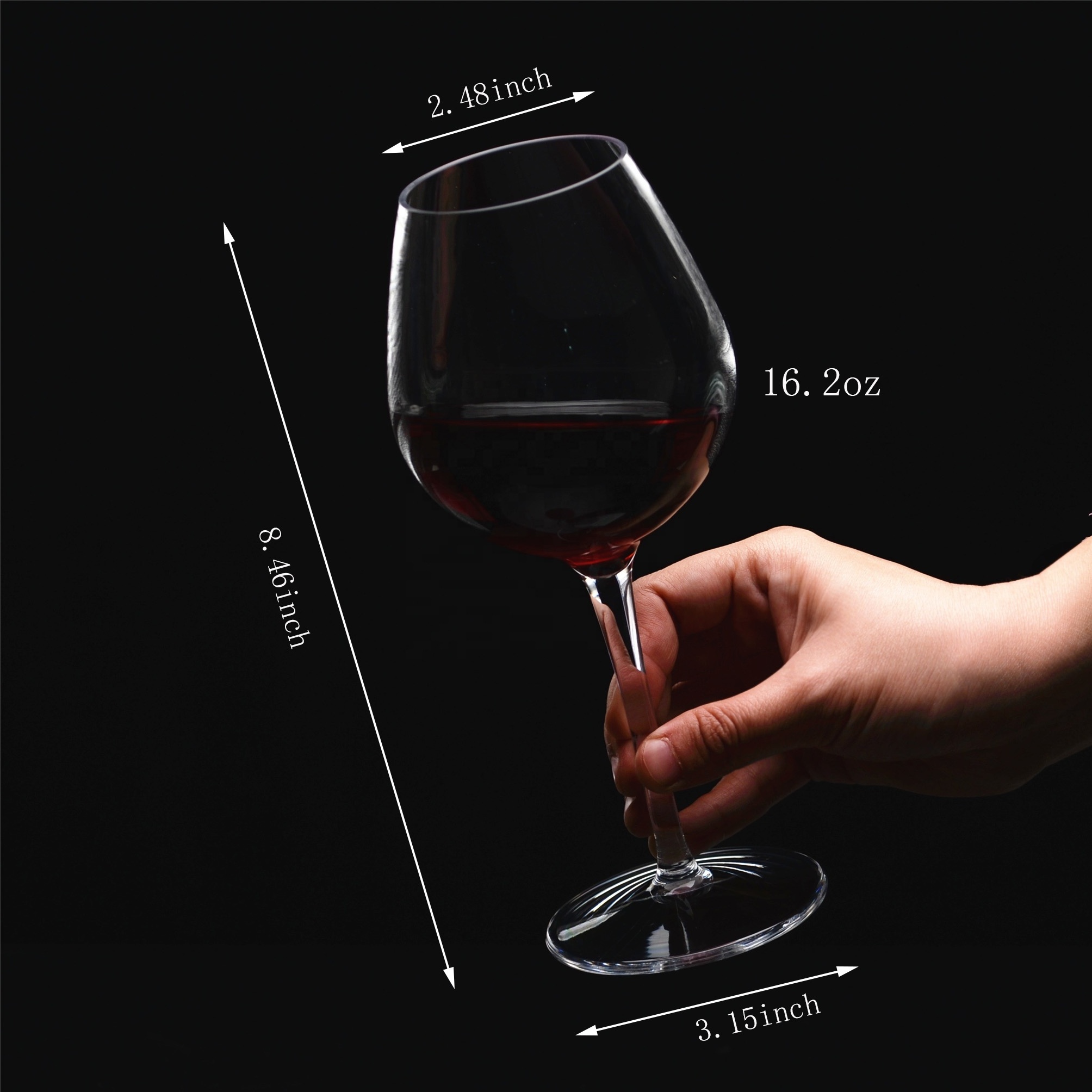 Unbreakable Red Wine Glasses 16 oz, Tritan Plastic Reusable Stemware Indoor and Outdoor Use