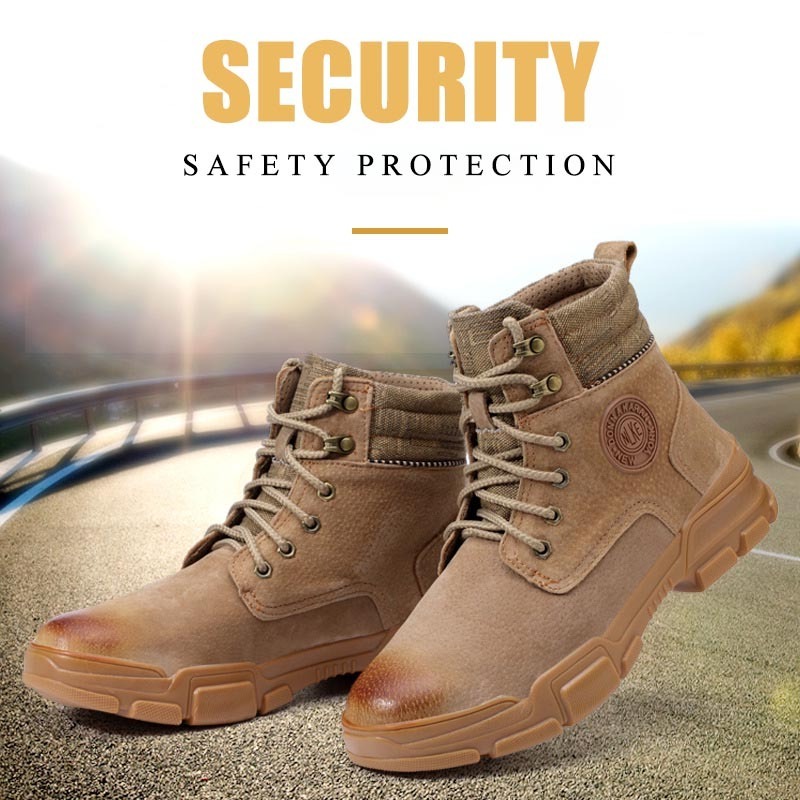 Factory Price Anti-smashing Puncture-proof Fashion Work Safety Boots Wholesale High Top Wear-resistant Resistant Safety Boots