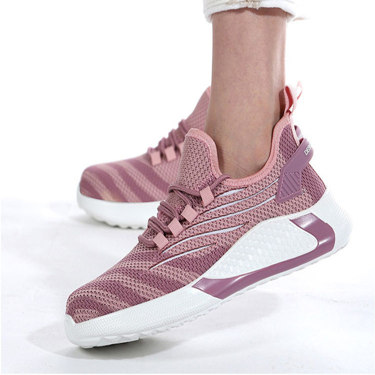 Wholesale Flying weaving upper women's anti smashing anti piercing steel head lightweight Breathable protective safety shoes