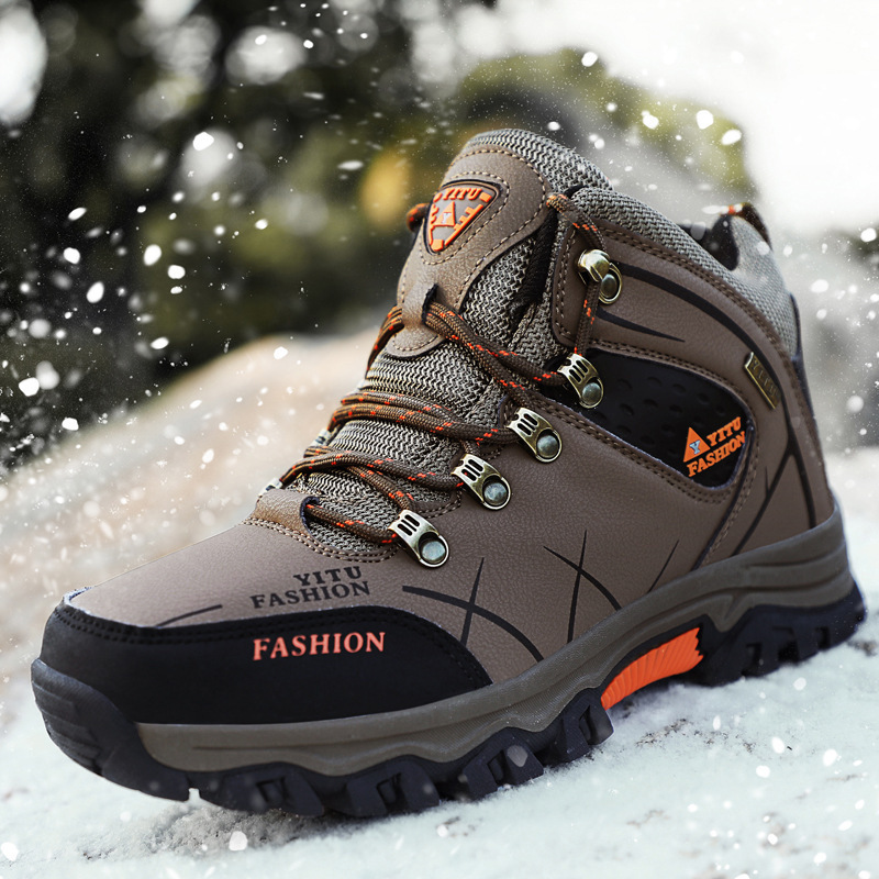 Brand Men Winter Snow Boots Waterproof Leather Sneakers Super Warm Men's Boots Outdoor Male Hiking Boots Work Shoes