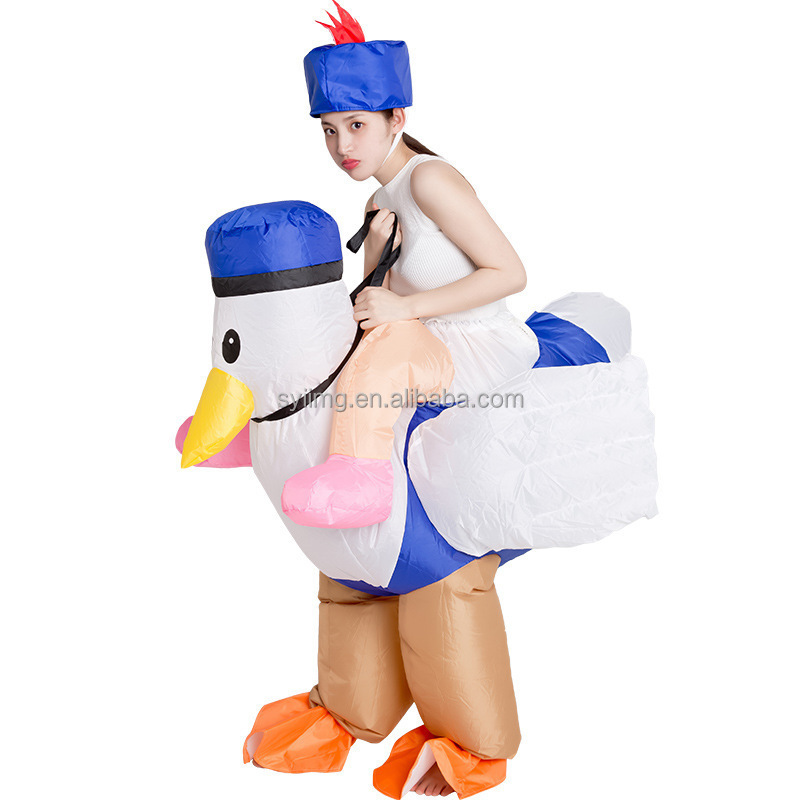 Ride on Chicken Inflatable Costume Fat Holiday Party Giant Inflatable Costume Halloween Costumes Fat Cosplay Brown Blow Up Suit