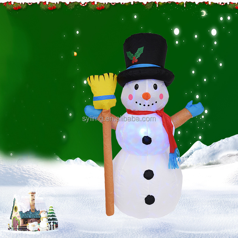 2.4M Broom Snowman Inflatable Nightclub LED Lights Outdoor Holiday Christmas Blow up Advertising Inflatable Toys