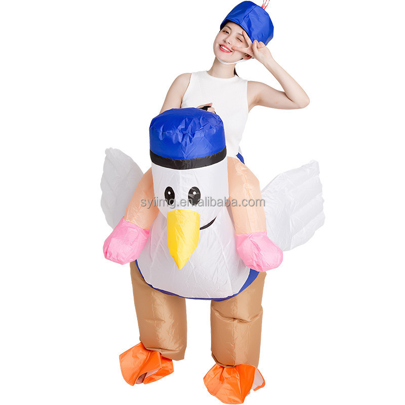 Ride on Chicken Inflatable Costume Fat Holiday Party Giant Inflatable Costume Halloween Costumes Fat Cosplay Brown Blow Up Suit