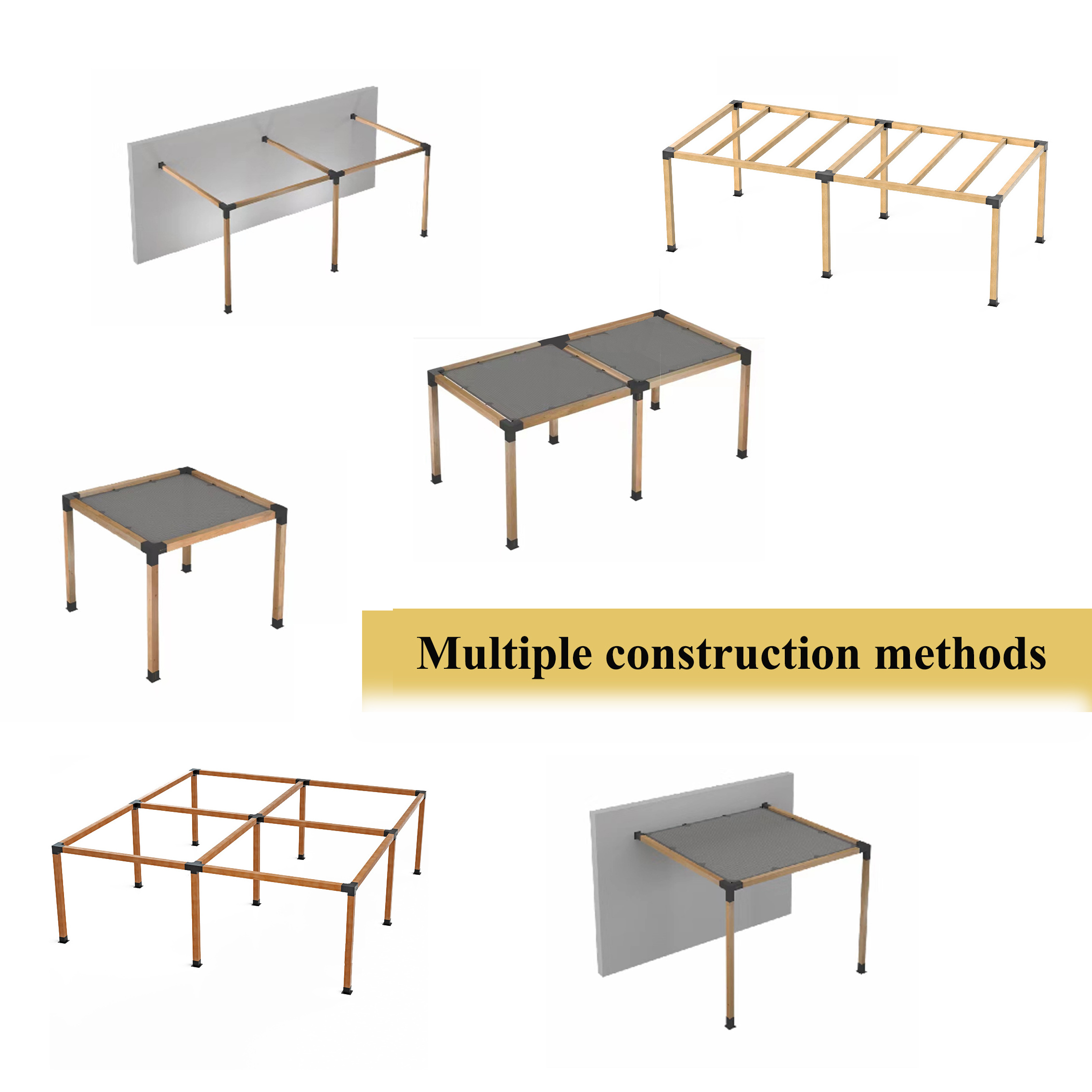 Modular Sizing Pergola Post Support and Corner Brackets for 4x4 6x6 Lumber