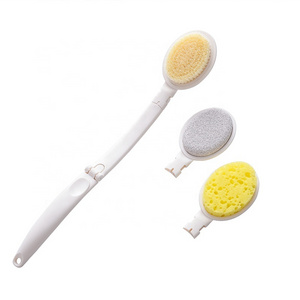 Long handle bath brush foldable soft hair scrub bath household bath ball rubbing feet stone sponge rubbing back set wholesale