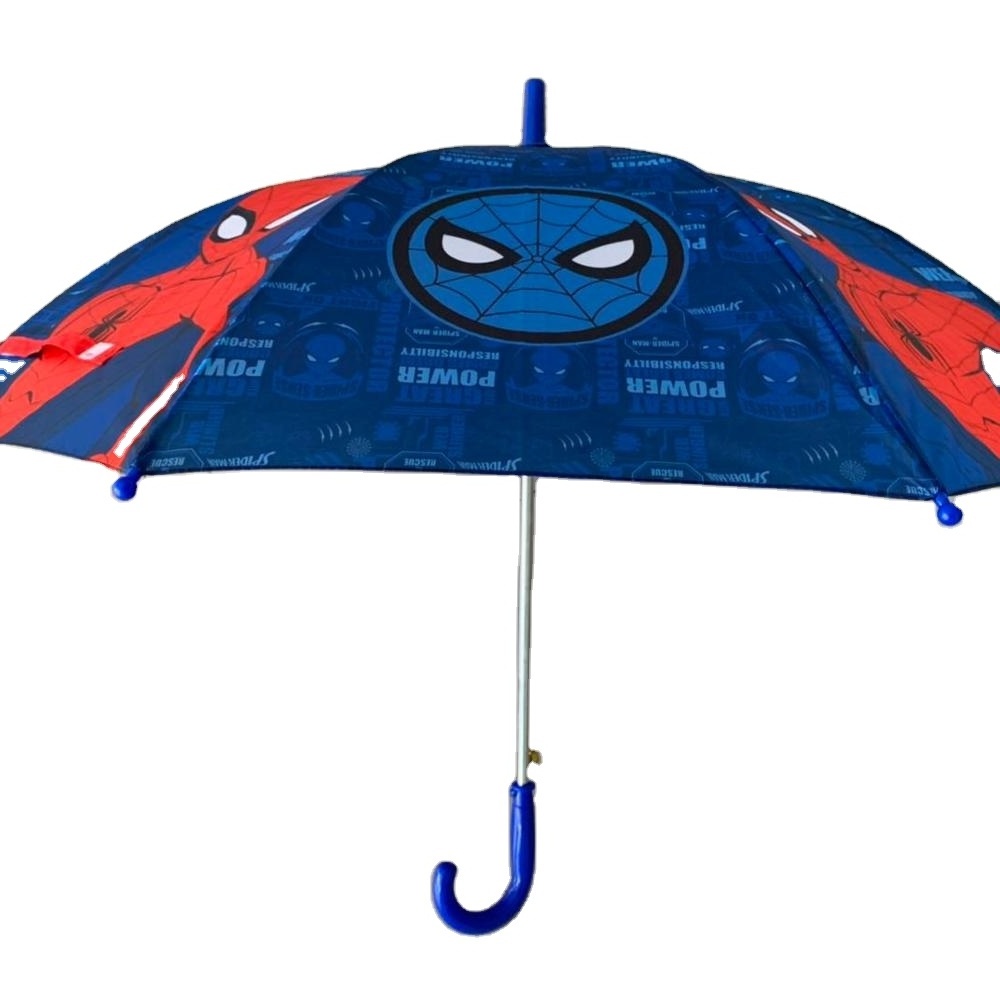 Spider Man Kid Rain Umbrella Customized Printed Promotion Gift 15 17 19 inch Size Manual open Fiberglass Rib Cartoon BSCI Audit