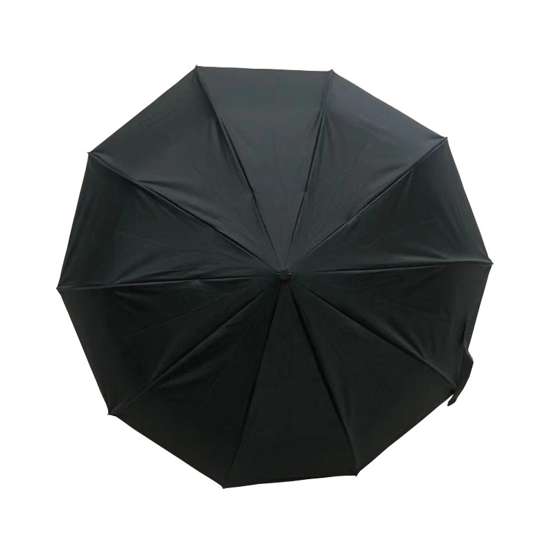 JIEMEI High quality 21inch*8k 190T pongee fabric with golden coating with wooden J handle 3 folding umbrella foldable umbrella