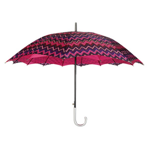 23inch 16K Zig Zag Double Layer Stick Straight Umbrella South North American Popular Cheap Stable Sun Block UV Automartic Open