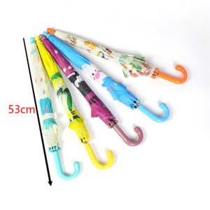 Kids Small Children Automatic Umbrella Cartoon Pattern OEM Matching Color Handle Design Cloudy Rainy Srick Straight Umbrella