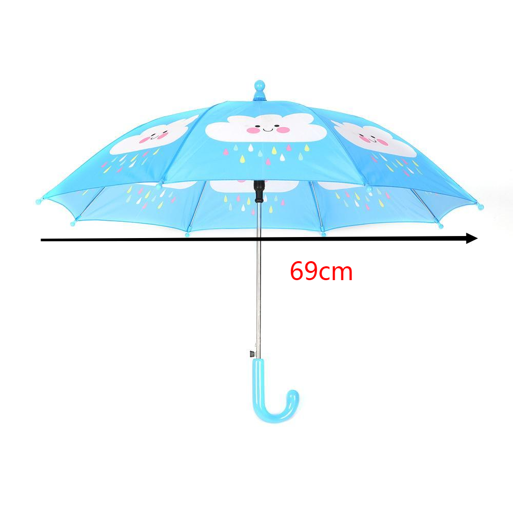 Kids Small Children Automatic Umbrella Cartoon Pattern OEM Matching Color Handle Design Cloudy Rainy Srick Straight Umbrella