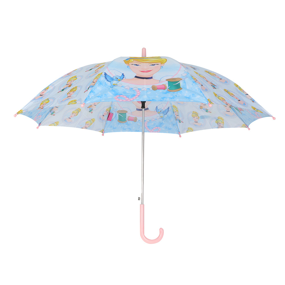 Kids Children Stick Rain Umbrella Princess Design White Frame Automatic Color Handle Matching New Material Environment Umbrella