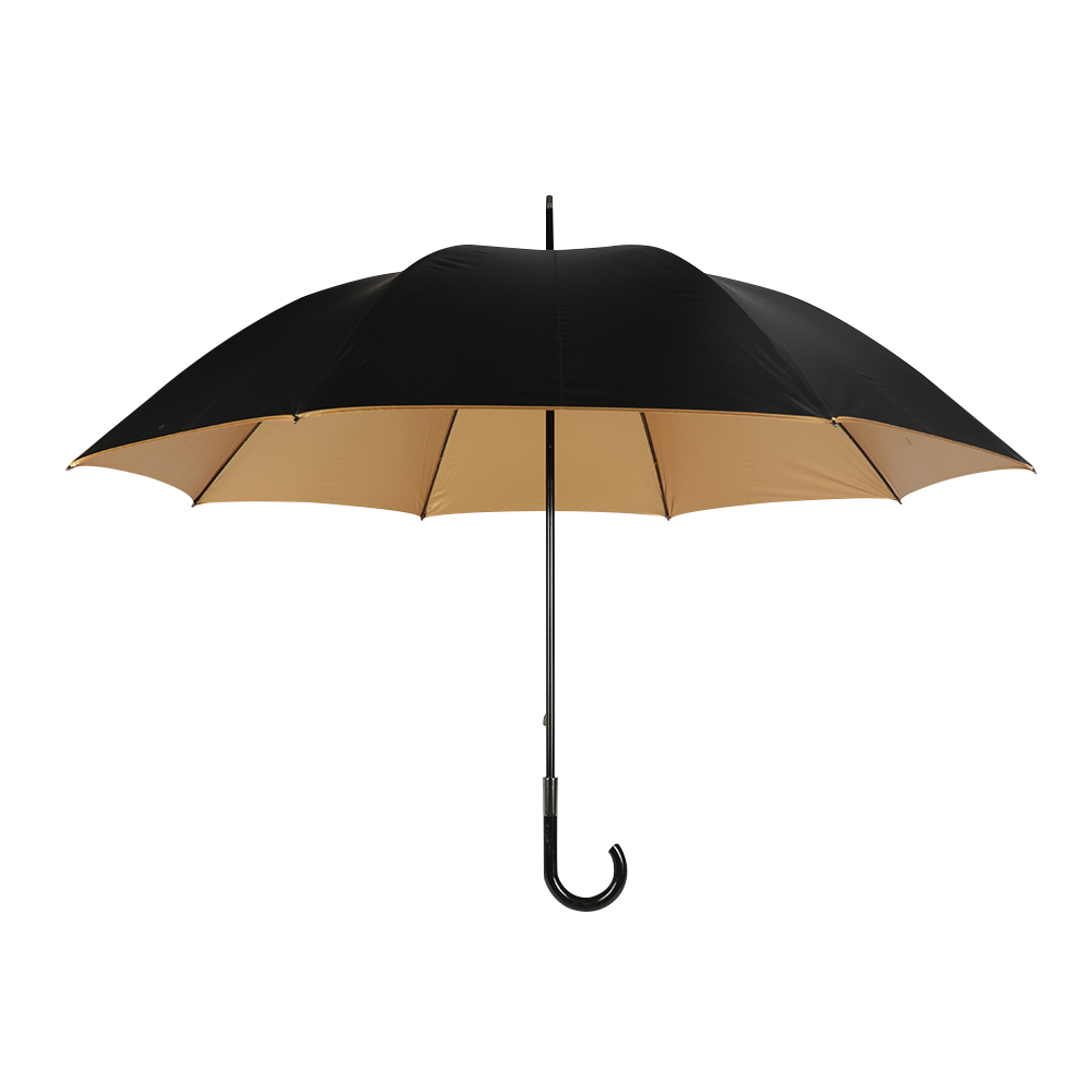 Golden Coating UV Sun Block Functional Yellow Manual Open Pongee Fabric Fiberglass Umbrella Rain Sunny Use Daily Umbrella