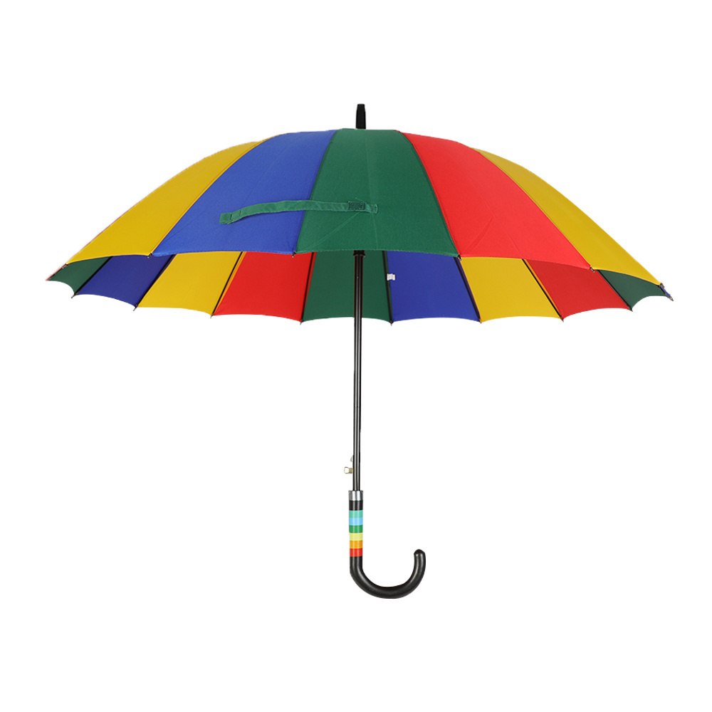 New design rainbow umbrella 23inch*16ribs straight umbrella for rain