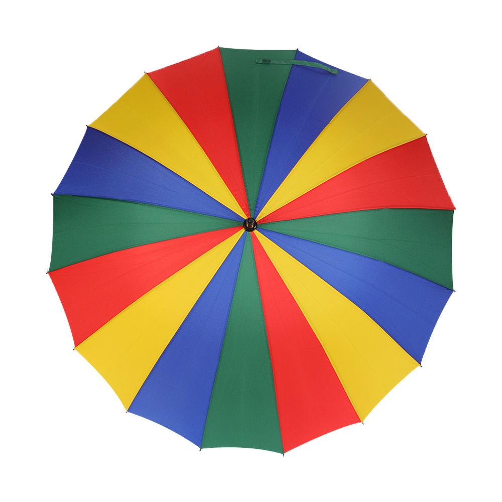 New design rainbow umbrella 23inch*16ribs straight umbrella for rain