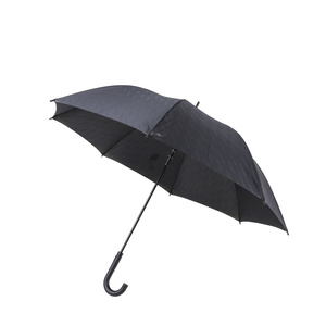 High Quality 23inch*8k black straight umbrella for men rubber coated J handle welcome customized