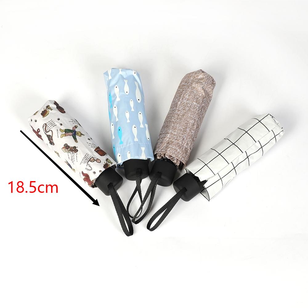 19 Inch Small Light Adult 5 Folding Rain Umbrella with Black Coating Sun Block UV Pocket Mini Square Umbrella OEM Logo Printing