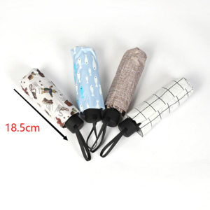 19 Inch Small Light Adult 5 Folding Rain Umbrella with Black Coating Sun Block UV Pocket Mini Square Umbrella OEM Logo Printing