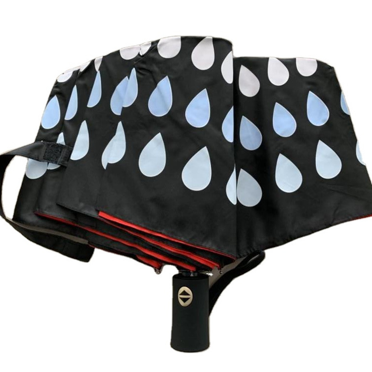 Colorful Change 21 Inch Double Layer Two Canopy Rain Design 3 Folding Umbrella Wet Color Turn Magic Designer Automatic Opening