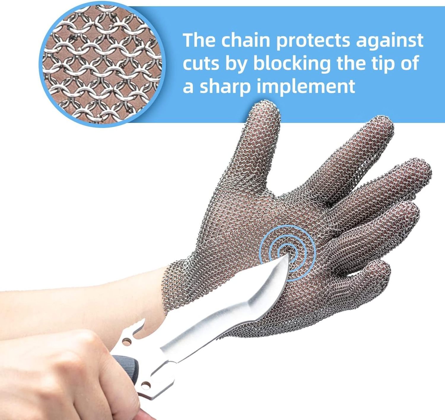 Safety Cut Proof A9 Cut Resistant Stainless Steel Wire Glove 304 Stainless Steel Chain Metal Mesh Glove