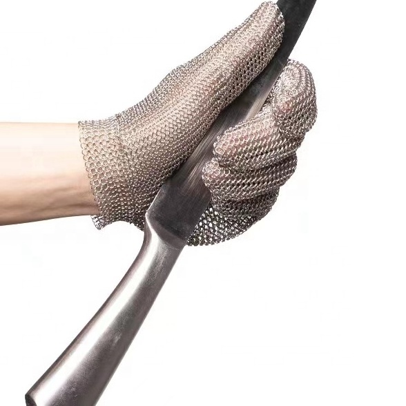 Safety Cut Proof A9 Cut Resistant Stainless Steel Wire Glove 304 Stainless Steel Chain Metal Mesh Glove