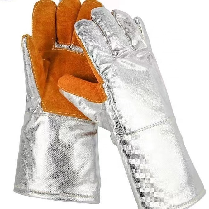 Aluminized Para Aramid High Performance Leather Welding Gloves Heat Resistant Spark And Hand Protection Firefighting Gloves