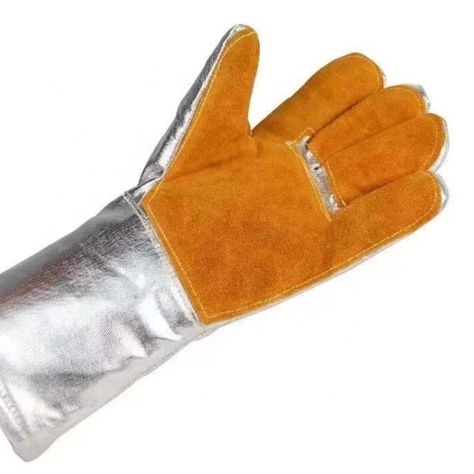 Aluminized Para Aramid High Performance Leather Welding Gloves Heat Resistant Spark And Hand Protection Firefighting Gloves