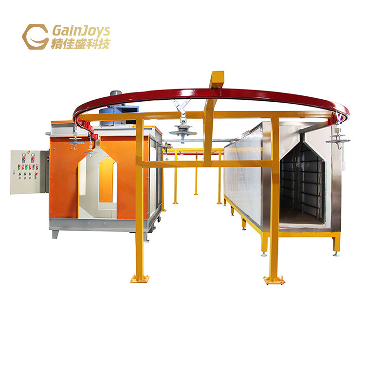 Manual Powder Coating Production Line With Curing Oven And Spray Paint Booth For Cylinder Overhead Conveyor