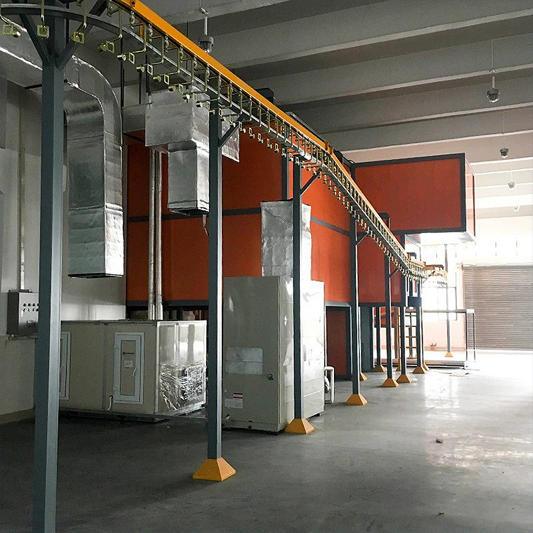 Manual Powder Coating Production Line With Curing Oven And Spray Paint Booth For Cylinder Overhead Conveyor