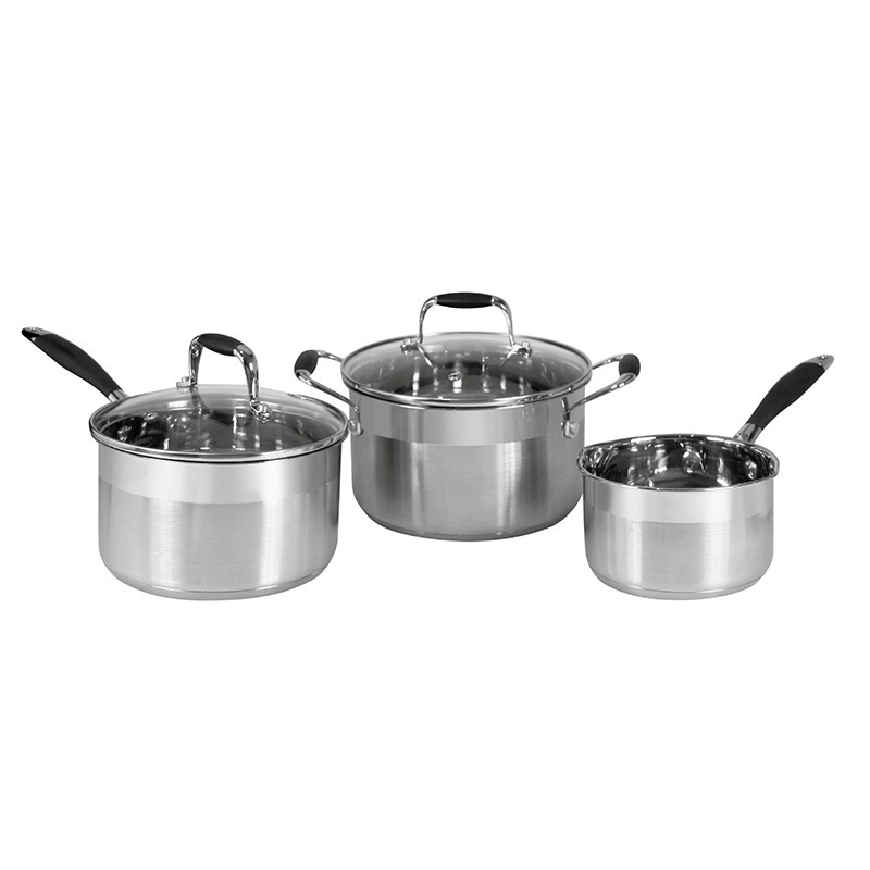 SY-Kitchenware  5 Pcs Cookware Set with Heat Resistant Silicon Handle Stainless Steel Cooking Pot Kitchenware Casserole Pot