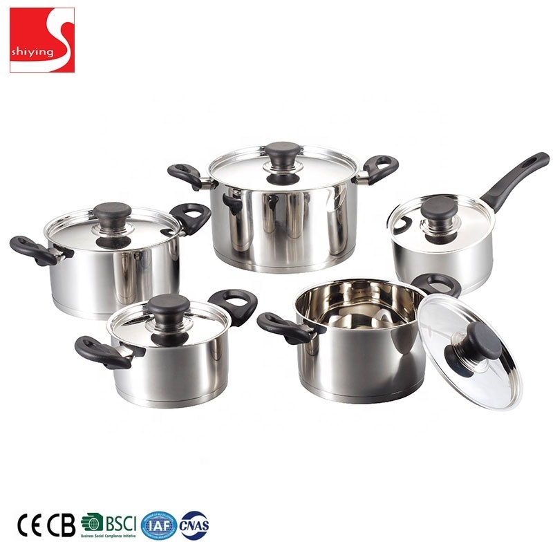 SY-Kitchenware Wholesale Classic 10-Piece Stainless Steel Cookware Set  Kitchen Ware with Steamer Metal Material