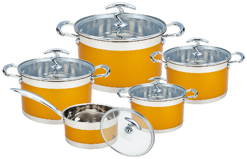 SY-Kitchenware Wholesale Classic 10-Piece Stainless Steel Cookware Set  Kitchen Ware with Steamer Metal Material