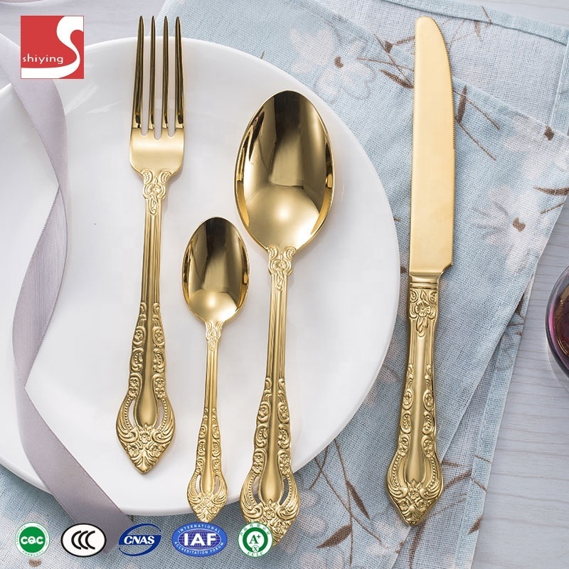 High Quality Bulk Gold Plated Stainless Steel Flatware/ Tableware/ Cutlery Set