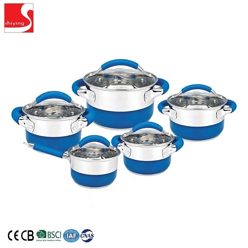 SY-Kitchenware Wholesale Classic 10-Piece Stainless Steel Cookware Set  Kitchen Ware with Steamer Metal Material