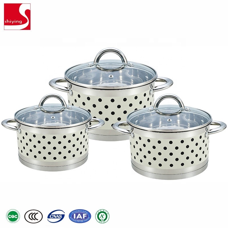 SY-kitchenware straight body design pot sets kitchen stainless steel cookware sets bakelite handle with soft touch