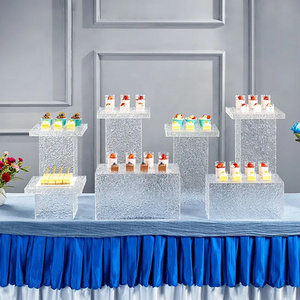 Party Wedding Decoration Display Acrylic Food Display Stand White Buffet Acrylic Food Display Risers Cubes