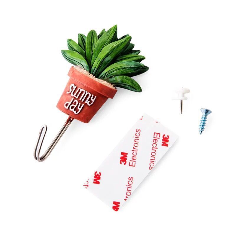 SYLVAN Creative cute cactus design wall decoration porch entrance door wall with strong glue free punch key wall hook