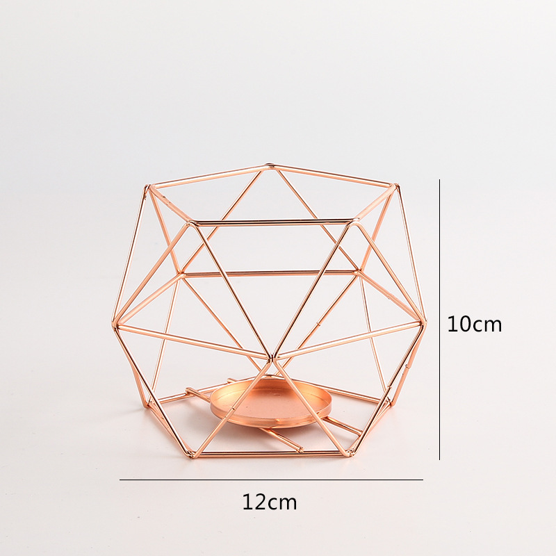 SYLWAN OEM Creative Nordic Iron wire geometric minimalist Candlestick home holder metal candle holders lanterns and candle jars