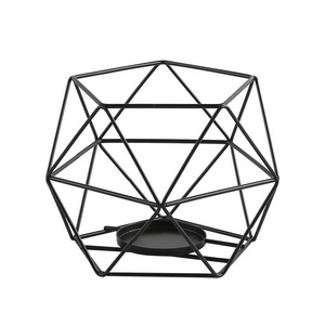 SYLWAN OEM Creative Nordic Iron wire geometric minimalist Candlestick home holder metal candle holders lanterns and candle jars