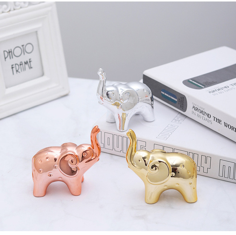 SYLVAN Hot Sell Nordic Ceramic Baby Elephant Ornaments Creative Animal Crafts Home Decoration Gift