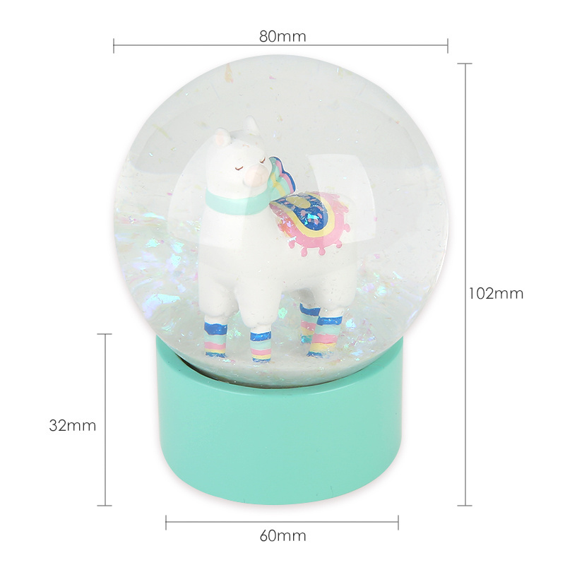 cute resin sloth llama swan character inside with glitter custom mini diy resin glass snow globes