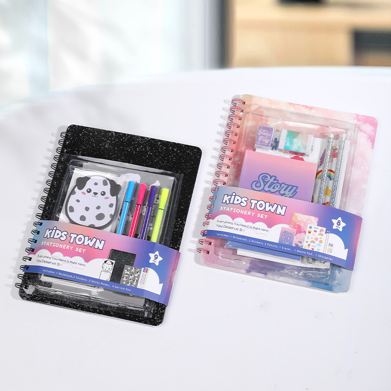 2023 Cute Children Stationary And School Supplies B5 Spiral Notebook Gel Pen Set