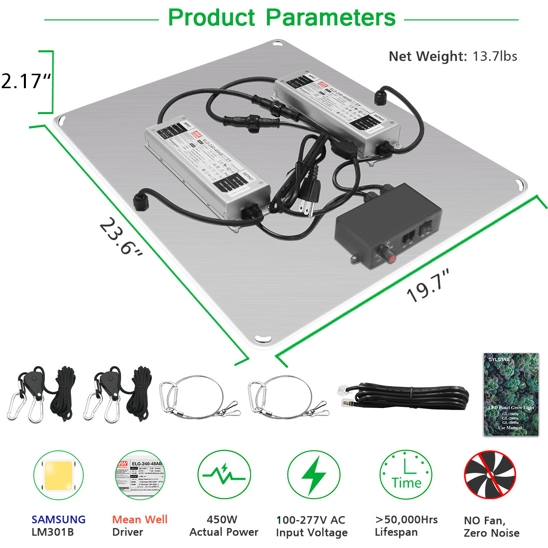 Sylstar led 450W 480W 3000K 660NM grow light dimmbar daisy chain samsung chips lm301b Borad LED Grow Light