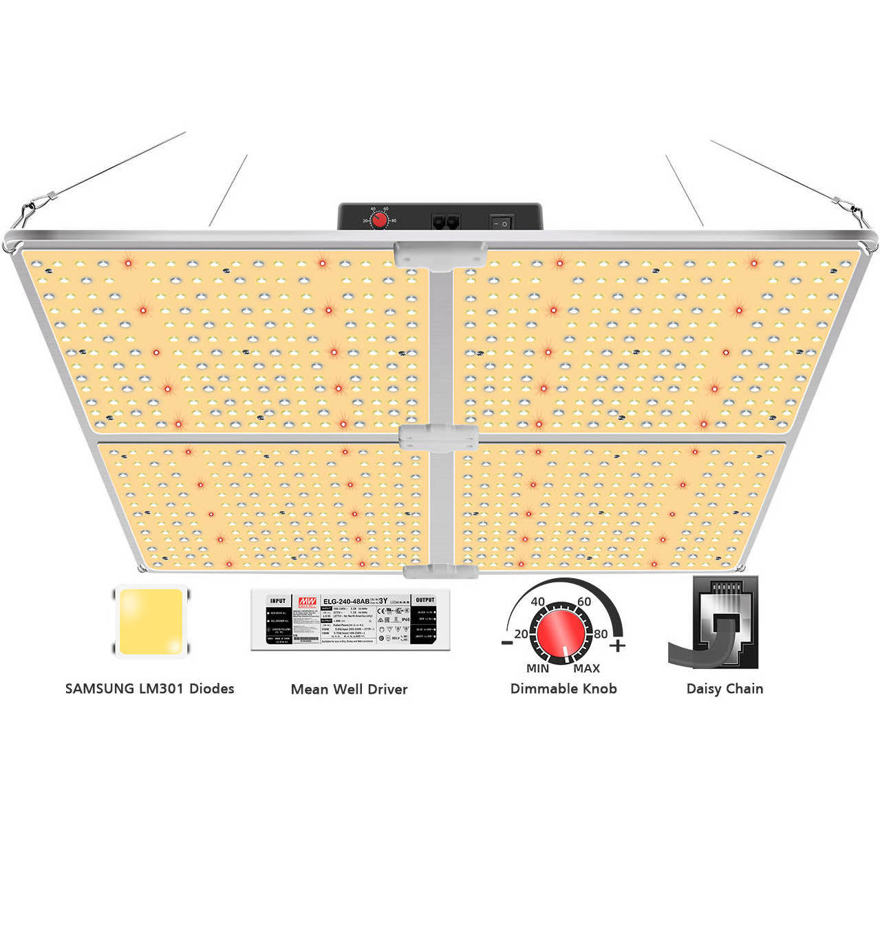 Sylstar led 450W 480W 3000K 660NM grow light dimmbar daisy chain samsung chips lm301b Borad LED Grow Light