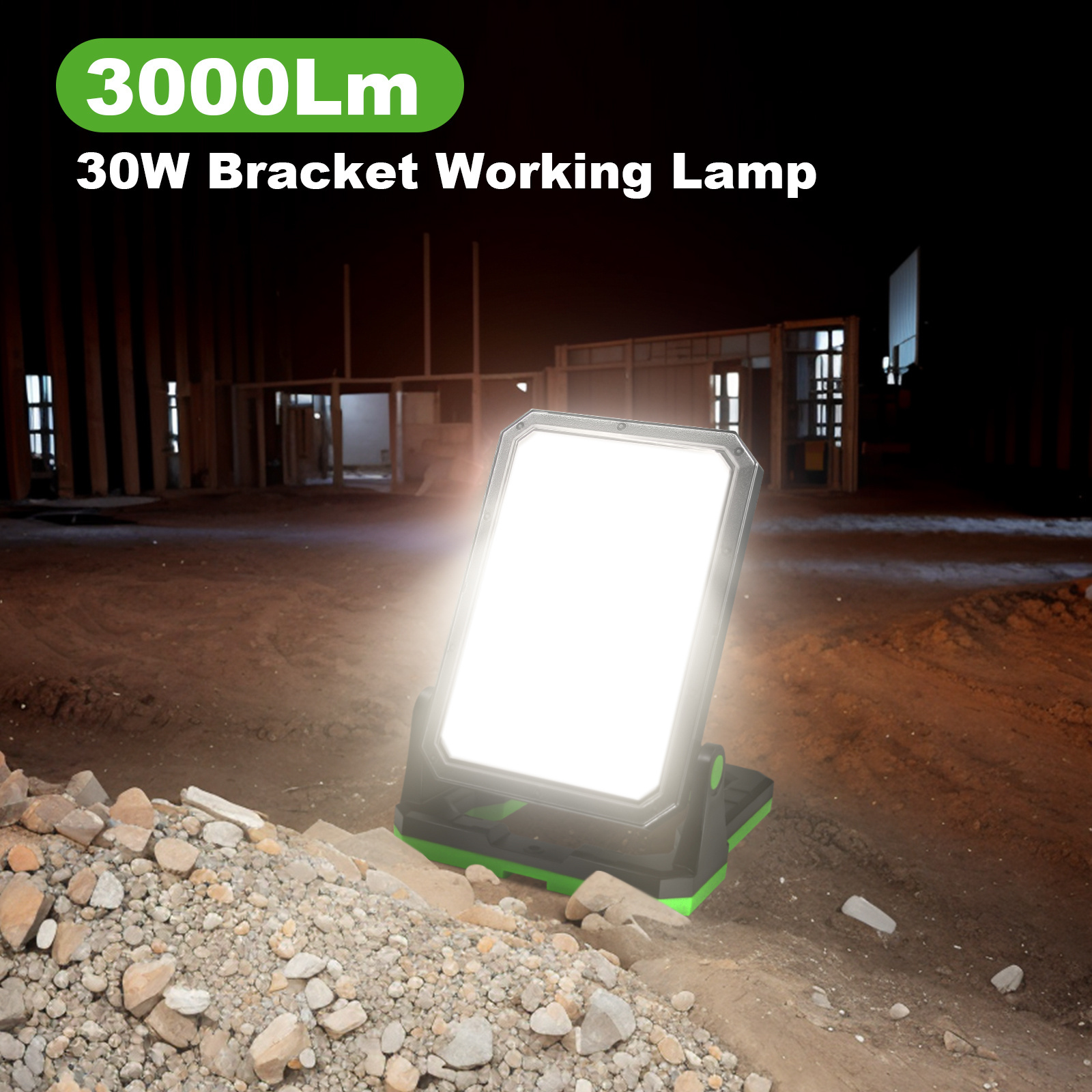 3000LM 30W Cordless Rechargeable Magnetic LED Work Light Battery Operated Magnetic Work Light With Hook