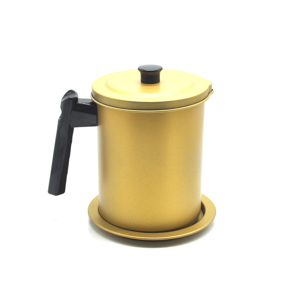 Large Capacity 304 Stainless Steel Oil Pot Filter Oil Storage Grease Keeper, Grease Oil Strainer Container Pot