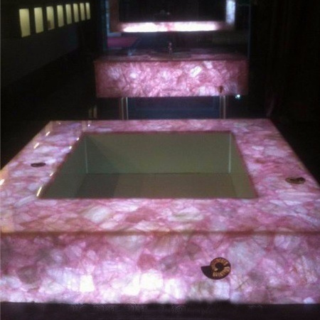 Custom Marble Semi Precious Stone For Sale Rose Pink Quartz Sink Bathroom