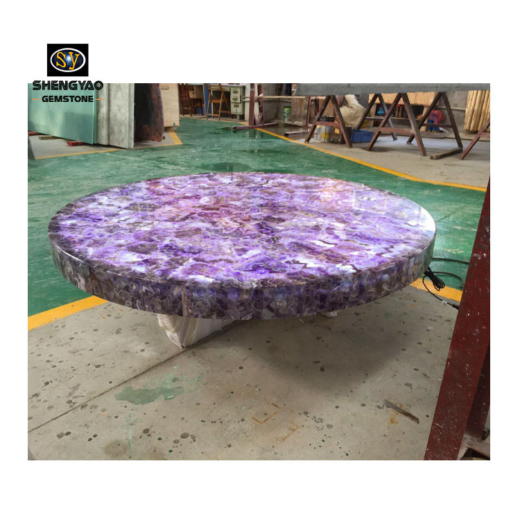 Factory price gemstone Amethyst korean marble for decoration gemstone furniture semi precious