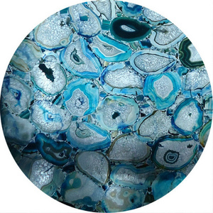 Blue marble stone table top semi precious stone round agate countertop